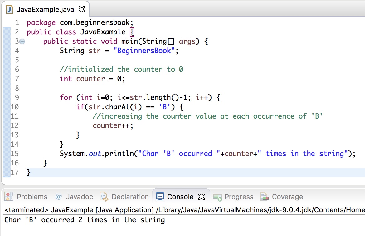 Java String Charat Method Example