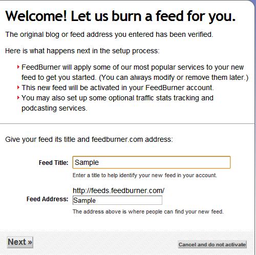Image of feedburner email subscription