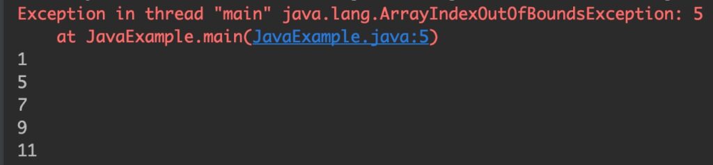 ArrayIndexOutOfBoundsException in Java