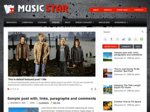 Free Responsive Portfolio WordPress Themes - Music Star