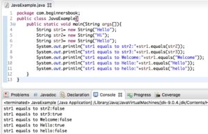 Java String equals() and equalsIgnoreCase() Methods example