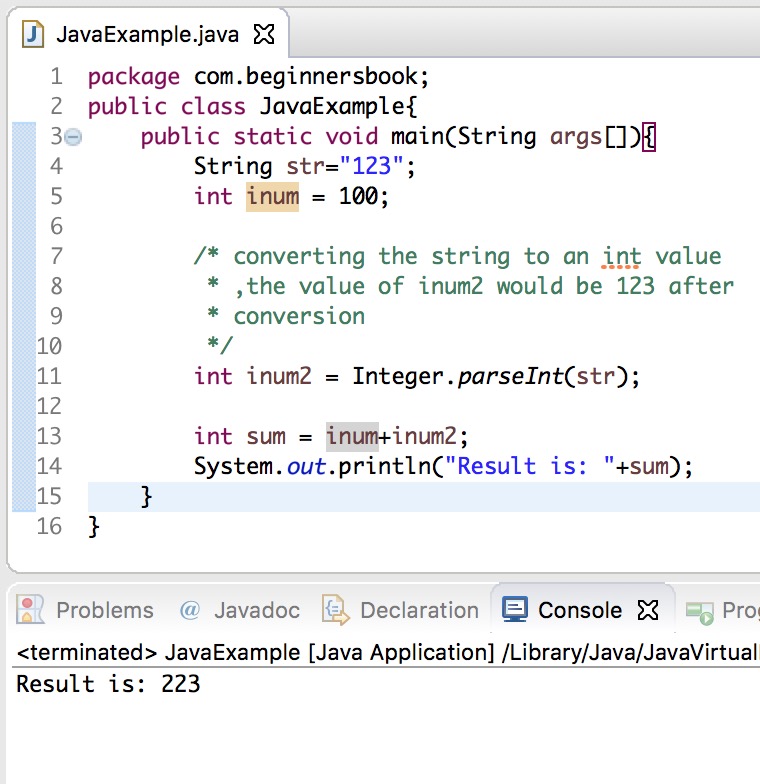 convert string to integer java without integer.parseint