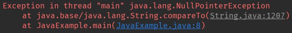 Java String compareTo Method NullPointerException