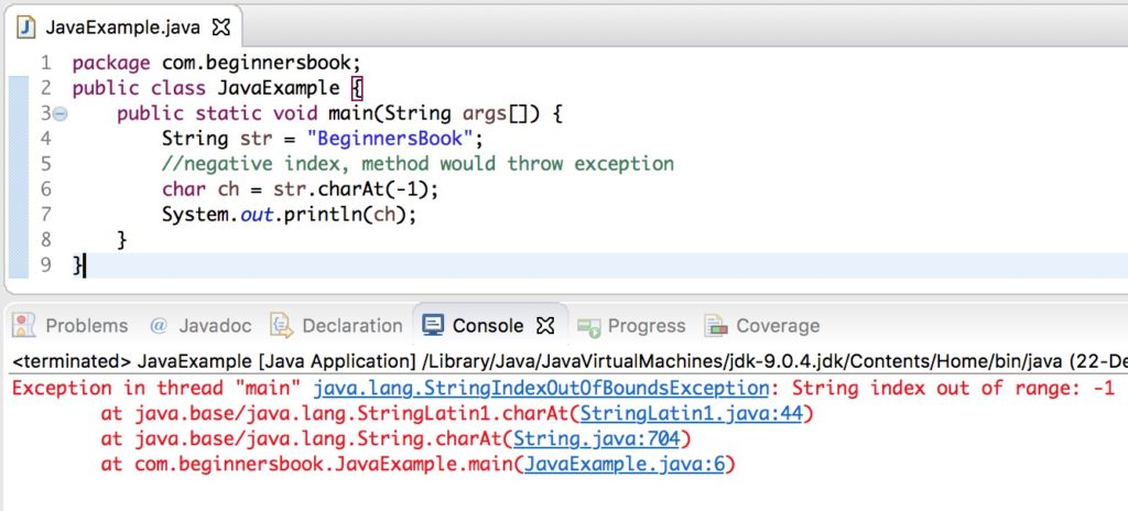 Java String charAt method