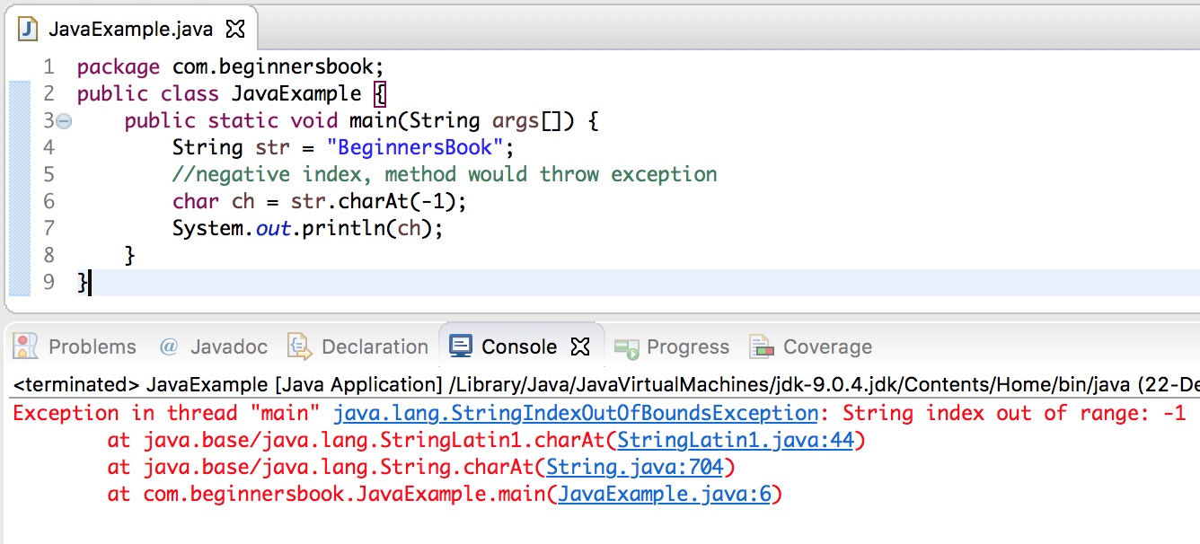 Java String Charat Method Example