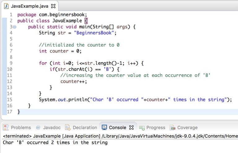 Java String charAt() Method example