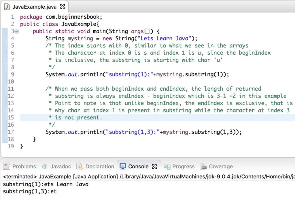 java substring to end of line