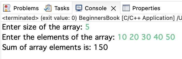 C Program to find sum of array elements
