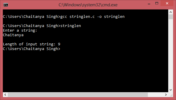 C Program To Find The Length Of A String Without Using Function Strlen   String Length Output 