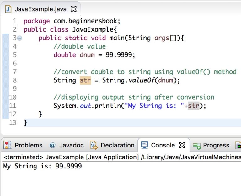 Java – Convert double to string example