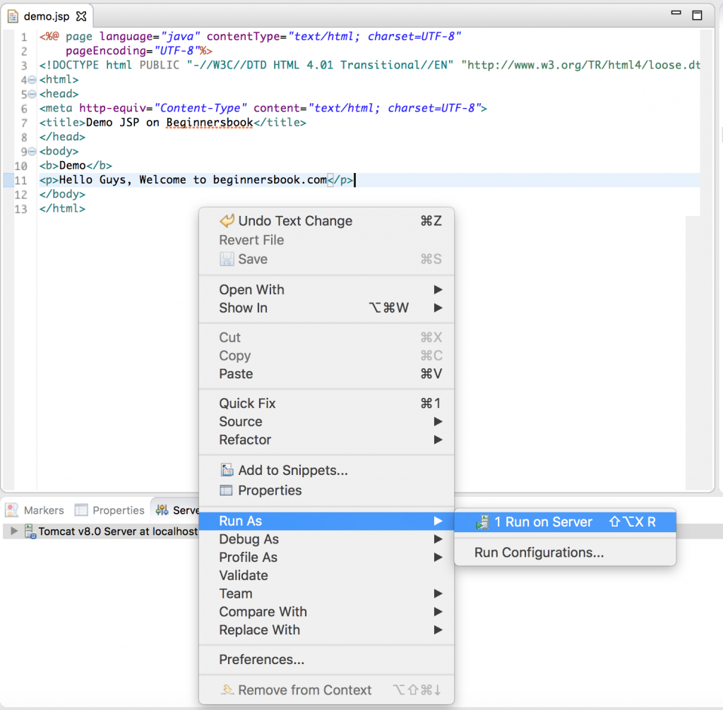 How to run JSP in Eclipse IDE