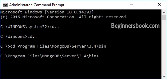 command prompt mongodb configure