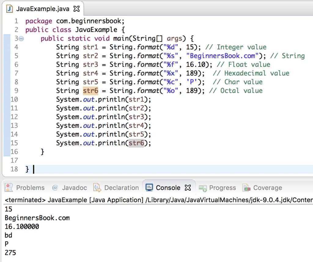 Java String format method example