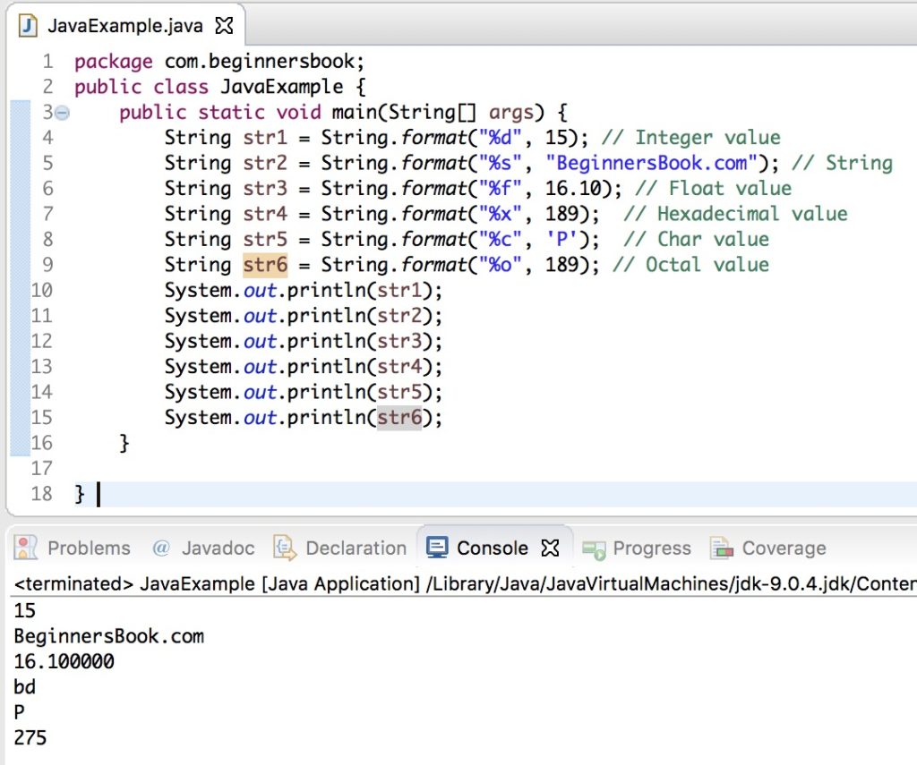 Java string format string argument