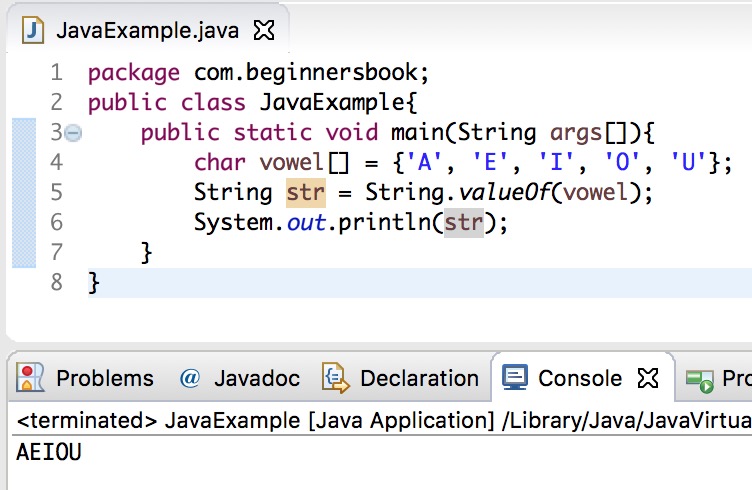 String valueOf() method in Java Example