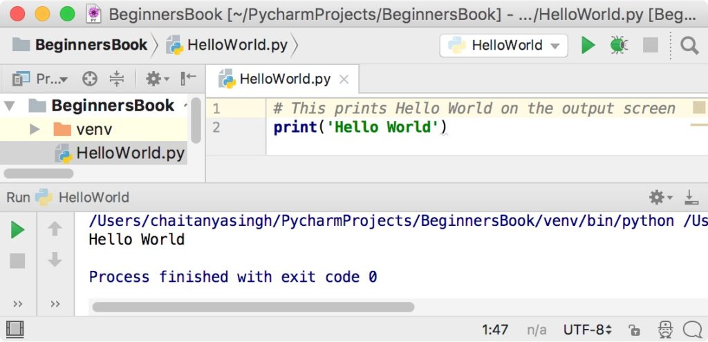 Python Program to Print Hello World 