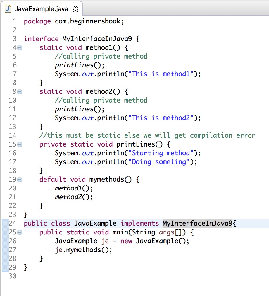 Java 9 Private methods in Interfaces (with examples)