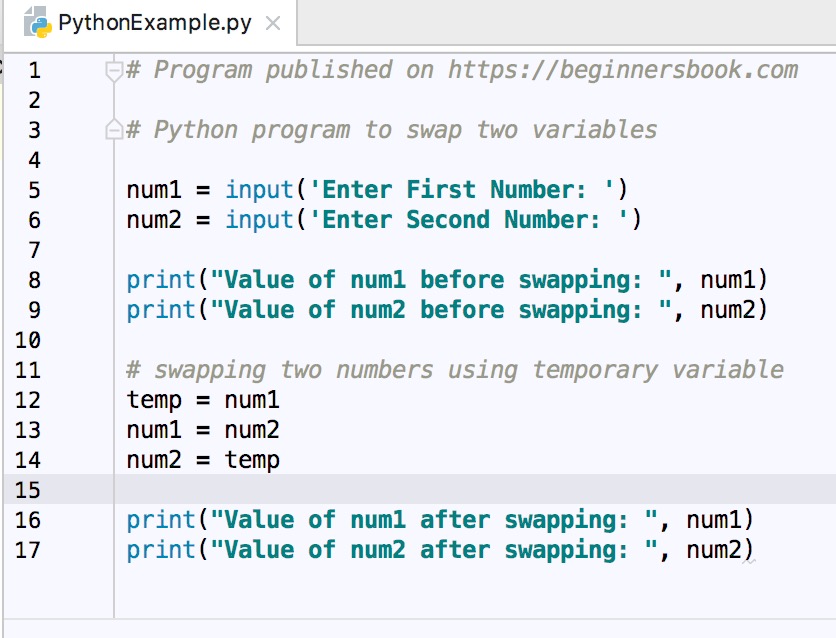 Python Program To Swap Two Numbers