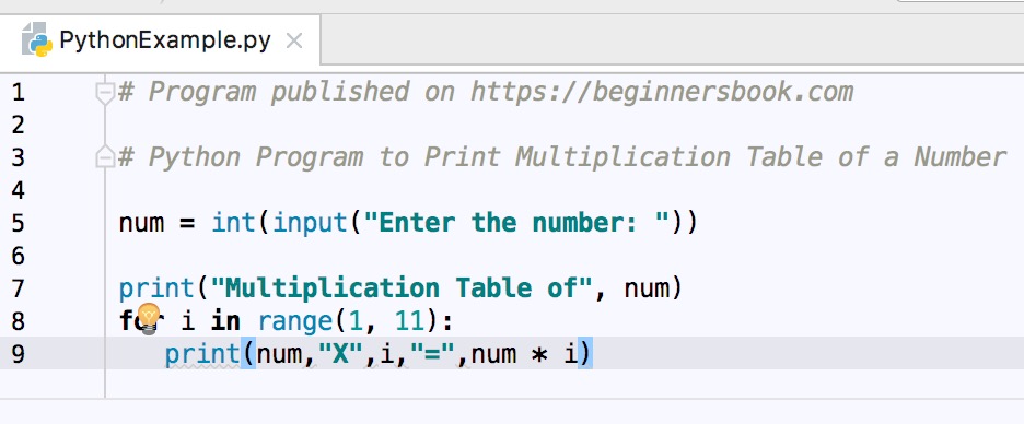 Python Program To Print Multiplication Table Of A Given Number