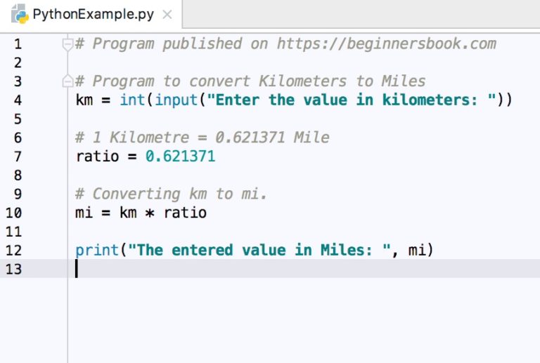 Python Program To Convert Kilometers km To Miles mi 