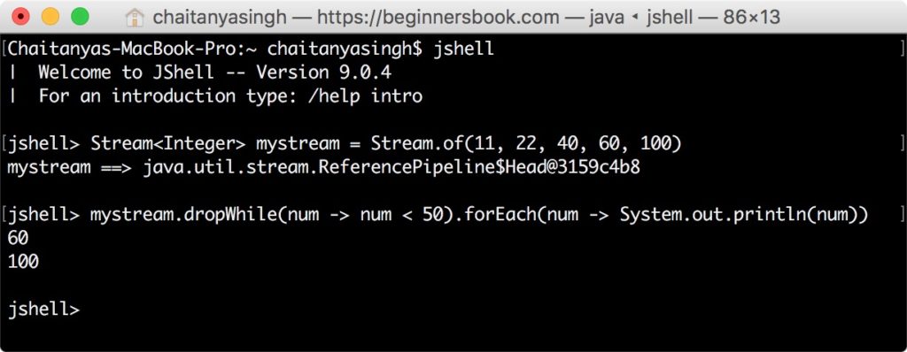 Java 9 Stream doWhile() method