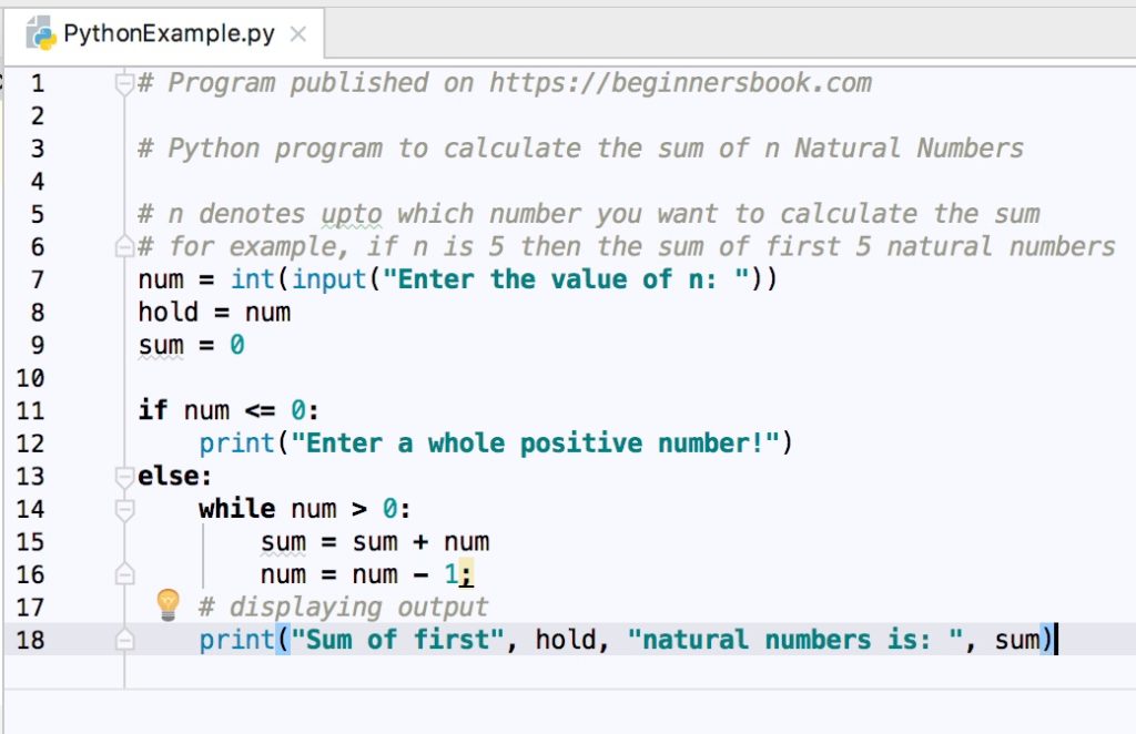 Python Program to Find Sum of first n Natural Numbers