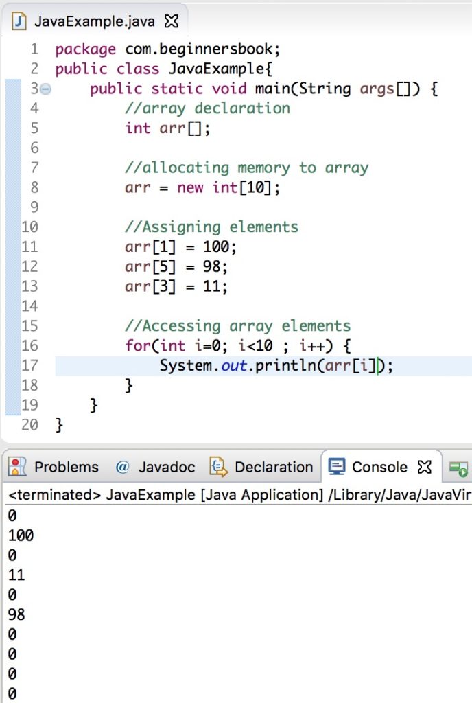 Accessing array elements