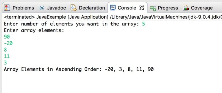 Java Program To Sort An Array In Ascending Order