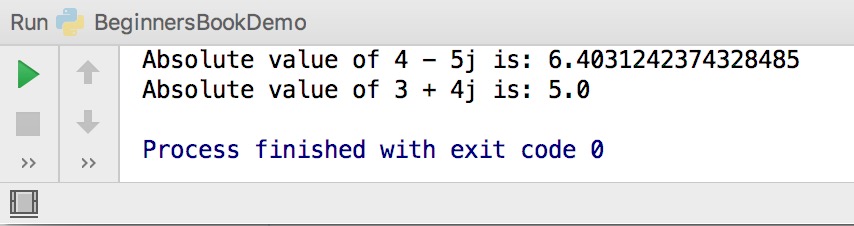 Python abs function complex numbers