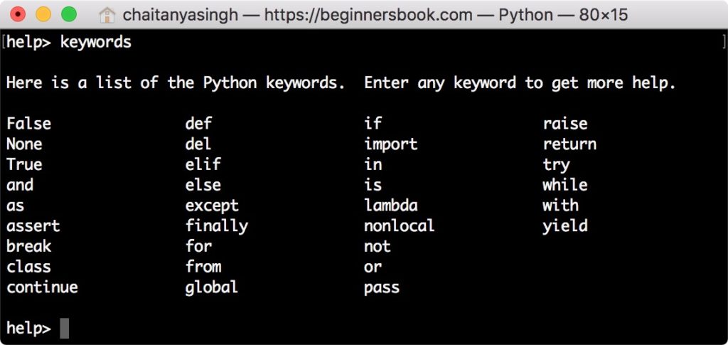 Python keywords