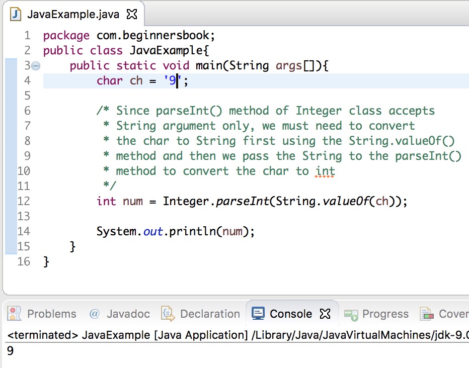 convert string to char java