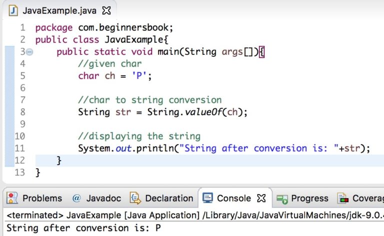 char assignment in java