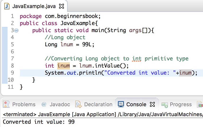 Java long object to int primitive type