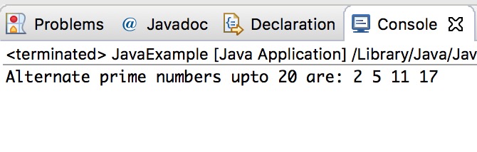 Java Program to display alternate prime numbers