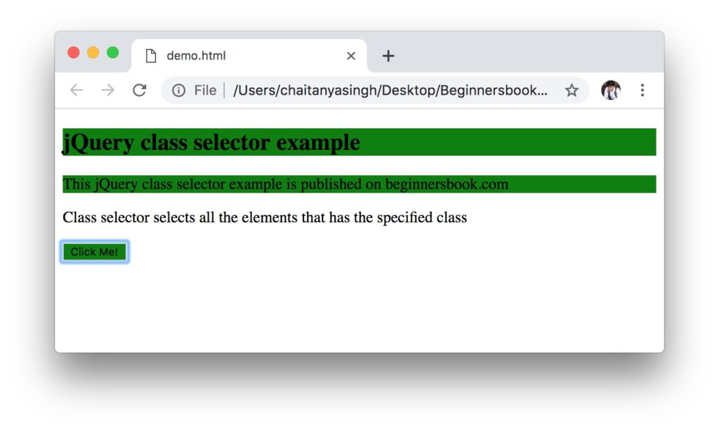 jQuery class Selector output