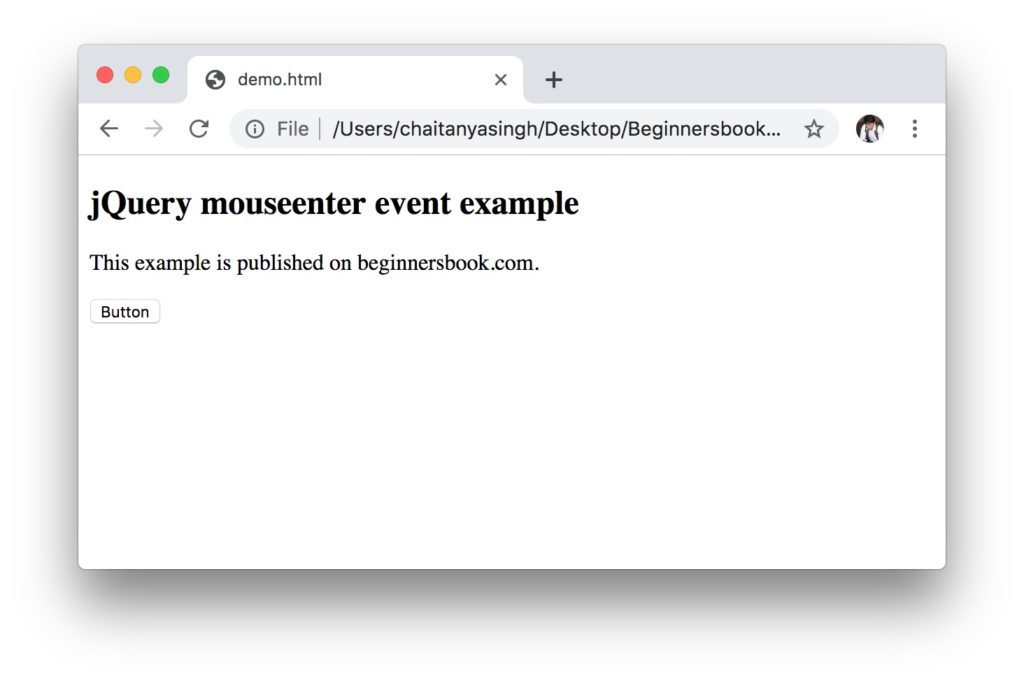 jQuery mouseenter example