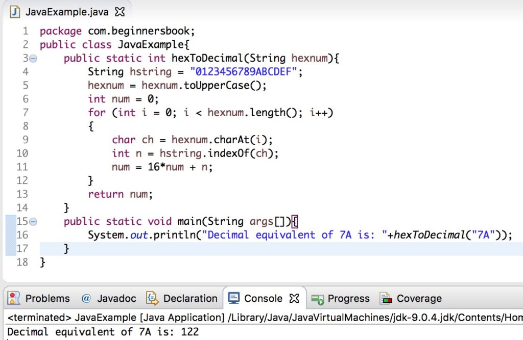 Java hexadecimal to decimal using custom logic