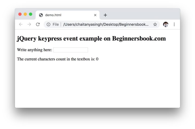 jQuery keypress() Method