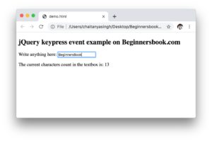 jQuery keypress() Method
