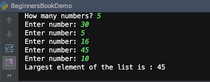 Finding Largest number in the user provided list
