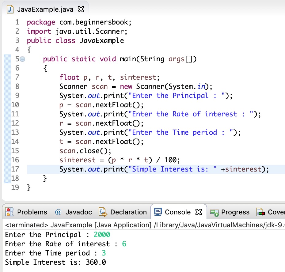 Java Program to Calculate Simple Interest