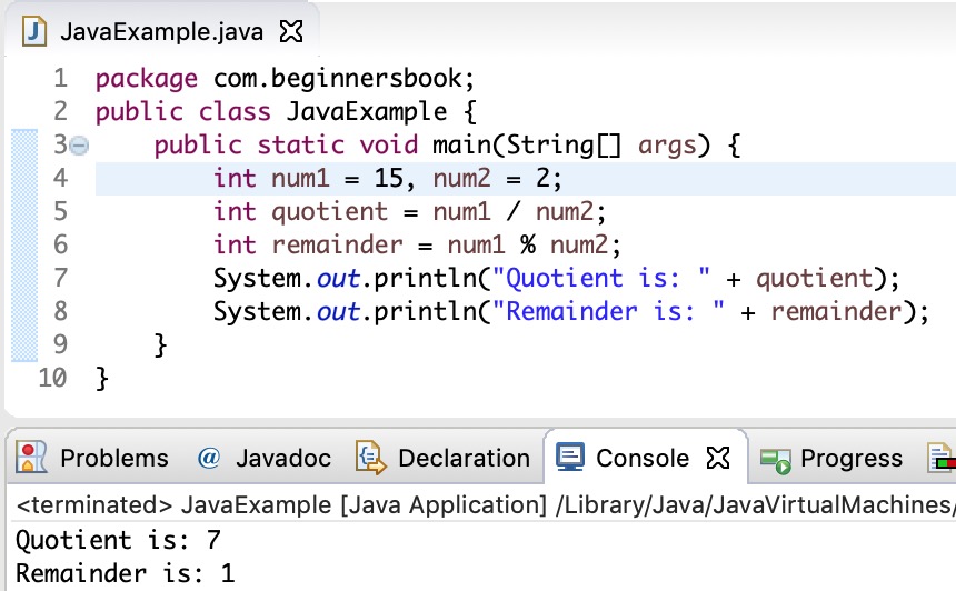 Java Program to Find Quotient and Remainder