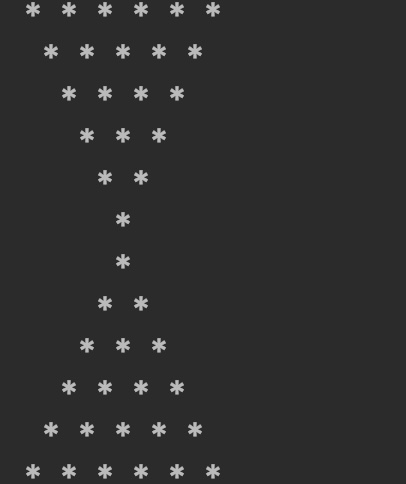 print sandglass star pattern in java