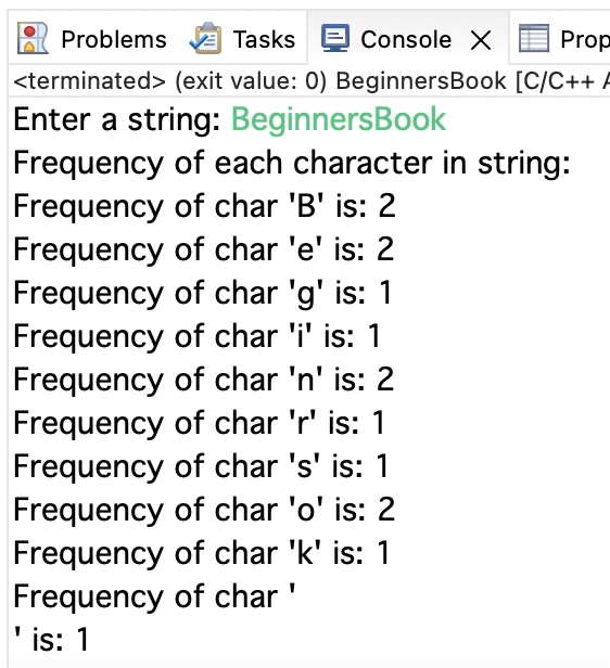 C Program to find frequency of each character in a String