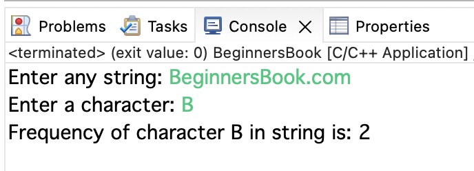 C Program to Find the Frequency of Characters in a String