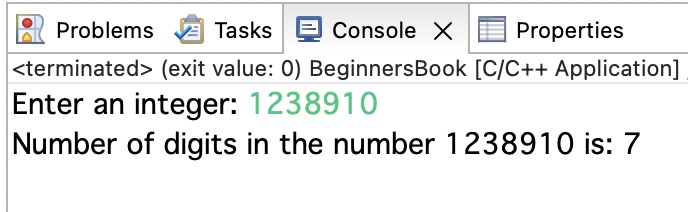 get number of digits in integer c