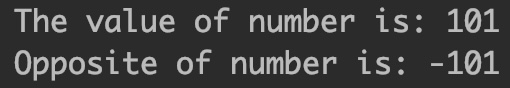 output unary minus(-) operator