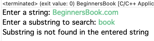 Search substring in a string output3