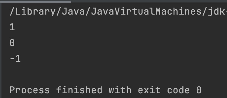 Java Integer compareTo Output1