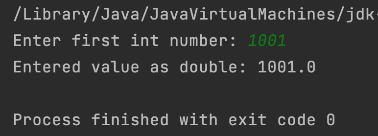 Java Integer doubleValue Output